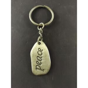 Vintage Peace Keychain Metal Chinese Writing Flaw